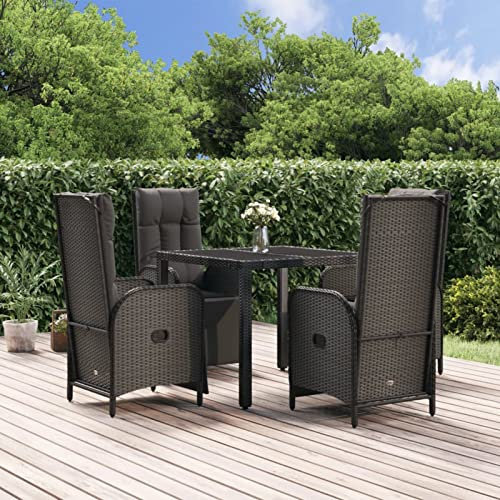 Festnight Rattan Gartenmöbel Set 4 Stühle mit Tisch Sitzgruppe Garten Essgruppe 4 Personen Sitzgarnitur Gartentisch mit Stühlen Set Polyrattan Gartengarnitur Gartensessel Wetterfest Outdoor Esstisch