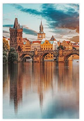 City Architecture Prag Farbposter Leinwand Poster Wandkunst Dekor Druck Bild Gemälde für Wohnzimmer Schlafzimmer Dekoration Rahmen Stil 30 x 45 cm