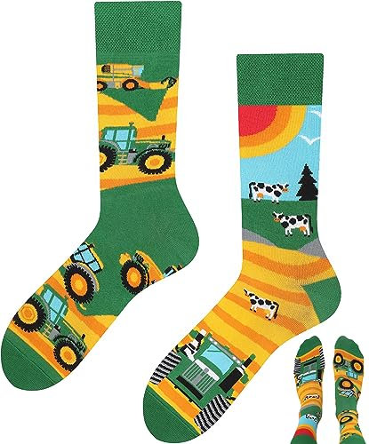 TODO Lustige Traktor Socken Herren und Damen, Coole Socken Trecker mit Treckersocken Motiv (Socken Traktor 39-42)