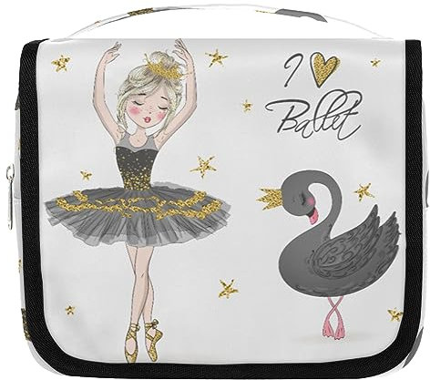 Black Swan Ballerina Mädchen Reise Kulturbeutel für Damen Herren Mädchen Waschbeutel Tasche Hängende Toilettenartikel Kosmetik Make-up Organizer, farbe, 4.7 L, Taschen-Organizer