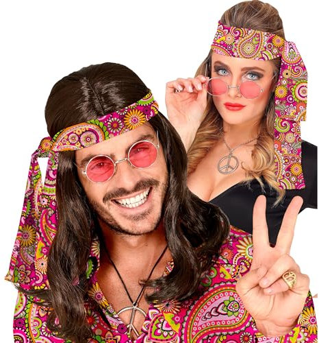 W WIDMANN MILANO Party Fashion - 60er und 70er Jahre Stirnband, Haarband, Hippie, Flower Power, Accessoire, Karneval