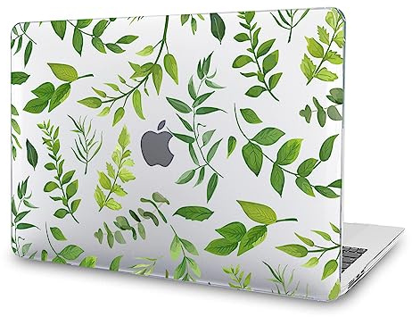 Gusumi Plastic Pattern Hard Shell Case Compatible with MacBook Air 13 inch Case (A1466/A1369, Older Version 2010-2017 Release), Older MacBook Air 13 (No Touch ID), Green Leaf