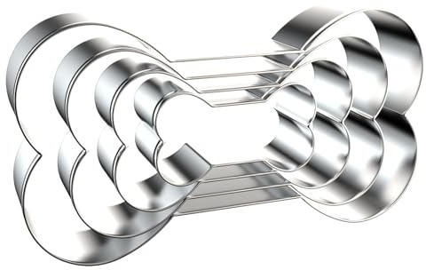 Ausstechformen in Hundeknochenform, verschiedene Größen – 12,7 cm, 10,2 cm, 7,6 cm, 5,1 cm – extra groß, klein, Mini-Ausstechformen-Set – Edelstahl
