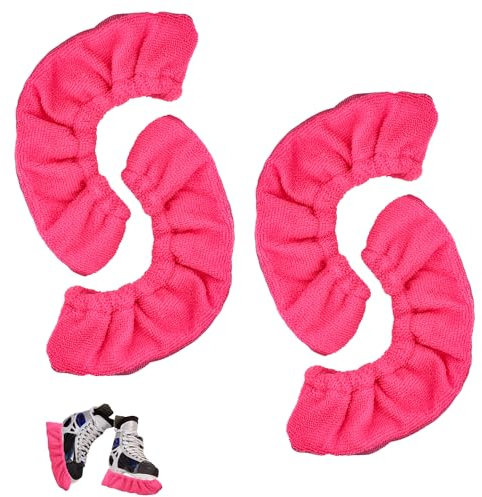 PEUTIER 4 Stück Schlittschuh Kufenschutz, Hockey Schlittschuhe Kufenschoner Elastisch Eislaufen Kufenschutz für Männer Frauen Jungen Mädchen (Rosa, Größe M)