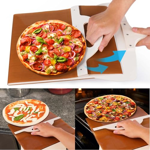 Vodolo Sliding Pizza Peel 12 x 14 Inch,Non Stick Wood Large Elite Peel Pizza Smart Slider Peel,Wooden Super Easy Transfer Pizza Shovel Spatula Paddle for Ovens Accessories,Magic Rolling Pizza Peel