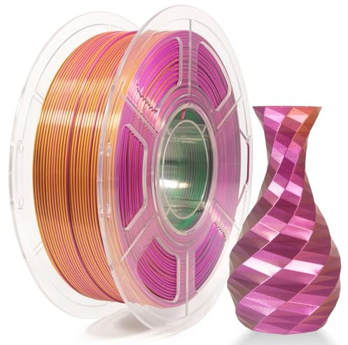 iSANMATE Tri-color PLA Silk Filament 1.75mm, Seide Dreifach Farbe Regenbogen PLA für die Meisten FDM-Drucker, Violett Grün Gold Silk PLA Filament 1kg Spule (2.2 LBS), Maßgenauigkeit +/-0.02mm