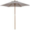 Outsunny Sombrilla de Jardín Ø250x230 cm Parasol de Terraza con 6 Varillas Poste Desmontable Anti-UV Impermeable y Marco de Madera para Playa Patio Gris
