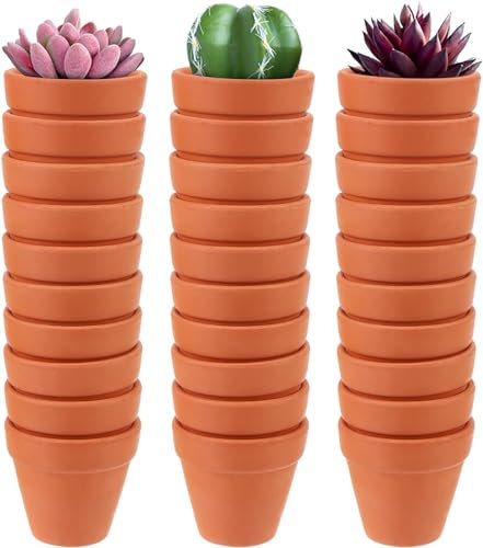30 Stück Mini-Terrakotta-Pflanzgefäße aus Ton, 5,5 cm, Mini-Pflanzgefäß aus Ton, winzige Pflanzgefäße aus Ton mit Drainagelöchern, Sukkulentensamen, Kinderzimmerbehälter für Kinder und Erwachsene