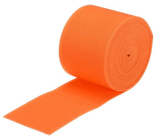 QUARKZMAN 5cm Gummiband Breit zum Nähen, 2.5 Meter Elastic Rubber Band, Breites Gummiband für Hosen, Bund, Stoffe zum Nähen (Orangerot)