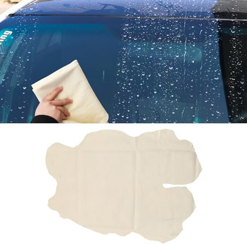 deemars Chamois-Tuch für Auto, Universal Echtes Schafsleder Großes Fensterleder Autotrockentuch, Super saugfähige schnell trocknende natürliche Chamois Autowaschtuch Zubehör Fit Autowäsche (50*80cm)