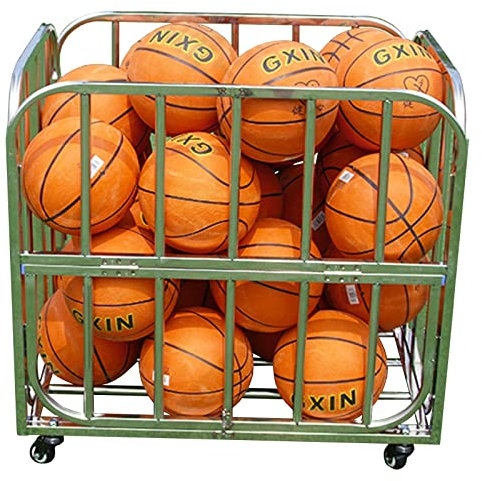 Heavy Duty Ball Storage Hopper On Wheels, Large Capacity Sports Equipment Bin for Football Volleyball, Basketball Cage for Gym Playground School