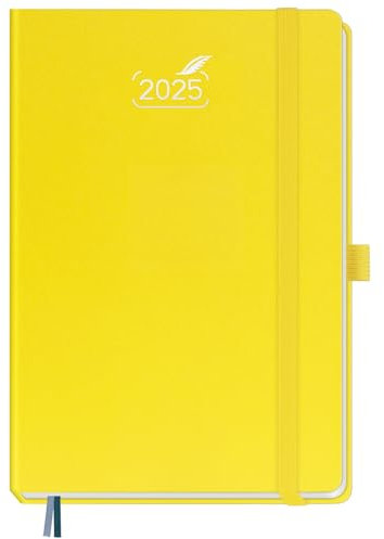 BEZEND Kalender 2025 Buchkalender A5 auf Deutsch. Hardcover Terminplaner & Wochenkalender von Jan - Dez 25, 14,8 x 21,5 cm Planer 2025 Terminkalender mit Platz für Notizen, 120 g/m² Papier, Zitrone