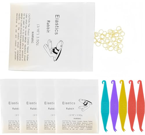 PYRUVAE Kieferorthopädische Zahnspangengummis mit 5 Pcs Platziere, 500pcs Kieferorthopädische Elastische Gummibänder für Zahnspangen, Zahnlücken, Schiefe Zähne