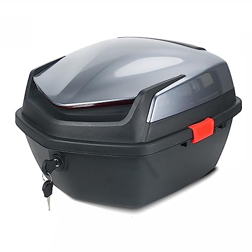 Motorcycle Tour Tail Box with 2 Keys, Helmet Luggage Storage Top Box for Motorbike Moped Back Rear Case