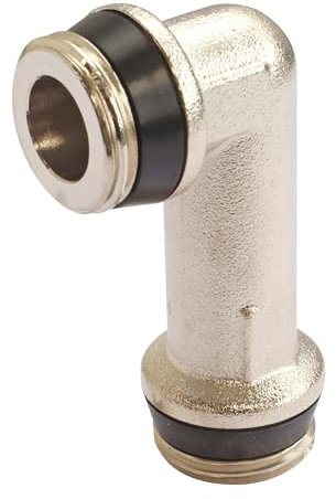SOMATHERM FOR YOU, Coude réversible double M1/2 (15x21) en laiton nickelé avec joints coniques intégrés, étanchéité automatique, idéal pour raccordement de robinet thermostatique