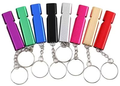 KGDUYC 8 PCS Trillerpfeife Signalpfeife Notfallpfeife Sportunterricht Pfeife mit Schlüsselanhänger Trainer Pfeifen Sport Schiedsrichter Whistle Trillerpfeife Metall Notfallpfeife Aluminium