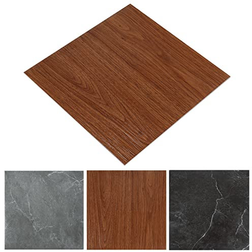 Izrielar PVC Bodenbelag Selbstklebend 30cm x 30cm, 3 m² / 33 Fliesen Wasserdicht Vinylboden Fliesenoptik Bodenfliesen Rutschfeste Laminat Dekor-Dielen - Holzfarbe