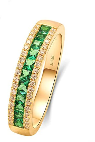 Bishilin Verlobungsring 585 Gold Damen, Hochzeit Ringe mit Smaragd Bandring Trauringe Eheringe Nickelfrei für Frauen Gold Größe 49 (15.6)
