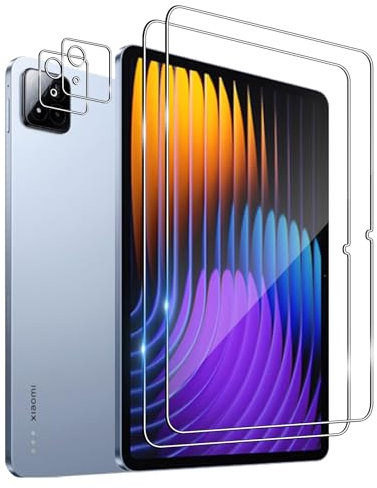 Wookfiss Protector de Pantalla para Xiaomi Pad 7/7 Pro Alta Definicion 9H Dureza Anti-caída/Anti-rasguños Cristal Templado Vidrio Templado(2)+Cámara Protector(2)