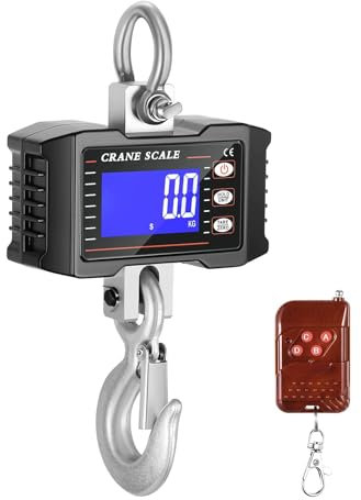 Bilancia da gru intelligente da 1000 kg, con scala elettronica in lega di alluminio di grado aeronautico, con gancio, ricaricabile, colore: nero
