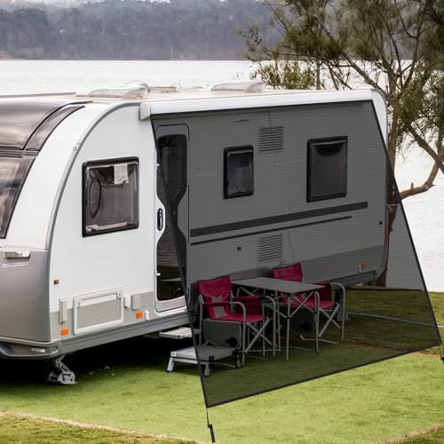 Protection Solaire pour Camping-Car, 75% Bloqueur de Vue pour Camping-Car Toile D'ombrage Universelle pour Camping-Car, Auvent de Camping-Car avec Ensembles Complets, 2,4 M X 3 M