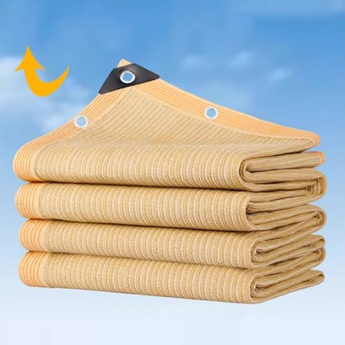 Rete Telo Ombra Beige,Rete Ombreggiante con Isolamento Termico,Rete Parasole con Tasso di Ombreggiatura del 90% per Giardino,Piante,Auto,Tetto,Cortile,Piscina,con Occhielli (3x4m/9.8x13ft)
