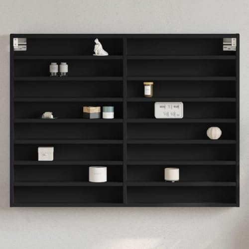 BOWEKAM Haus & Garten-Vitrine Schrank Schwarz 100x8,5x75 cm Engineered Holz-Möbel Auswahl
