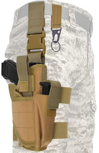 MUCHER Taktisch Beinholster Einstellbare Pistolenholster Taktisch Waffenholster Taktische Oberschenkel Rig Pistolen Holster mit Magazintasche Einstellbare Rechtshänder, Passend für Jede Pistolengröße