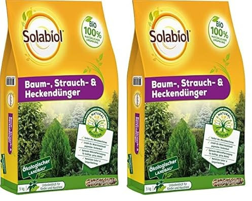 Solabiol Baum-, Strauch & Heckendünger mit Wurzelstimulator und natürlicher Sofort- und Langzeitwirkung, 5 kg Sack (Packung mit 2)