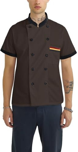 KONG JIMFAN Kochjacken Herren Damen Personalisiertes,Stickerei Personalized Name Profi Koch Kostüm Für Hotel Küche Restaurant Leichte Atmungsaktiv Bäckerei Dienstkleidung Berufsbekleidung(#B Coffee)