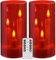 Da by Flammenlose Kerze, batteriebetriebene Kerze mit Fernbedienung und Timer, LED Dreidocht-Stumpenkerze, romantische Hochzeit, perfekte Wohnkultur, 2 Pack (Rot)