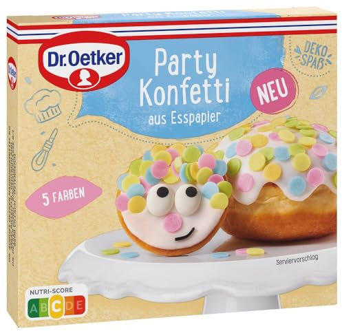 Dr. Oetker Party Konfetti aus Esspapier 8er Pack (8 x 9g) : Das bunte Konfetti aus Esspapier macht als Esspapier Tortendeko oder Streudekor für Geburtstage jedes Gebäck fröhlicher