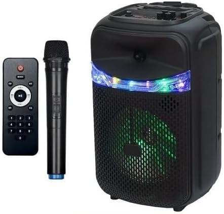 SP-01 Altavoz Bluetooth portátil 80 W 8 pulgadas con micrófono inalámbrico LED RGB Karaoke Trolley