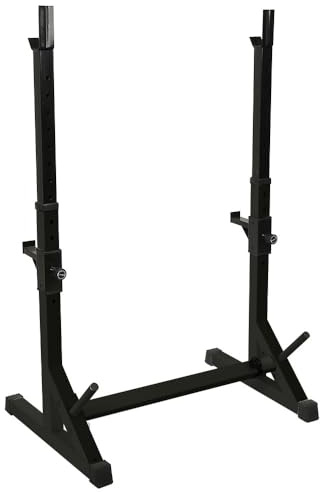 Halterung für Krafttraining, Squat Barbell, Rack für Krafttraining, Squat-Käfige für Langhantel, verstellbare Kniebeugenstange, Höhe 80 – 150 cm & Breite 73 – 105 cm (schwarz)