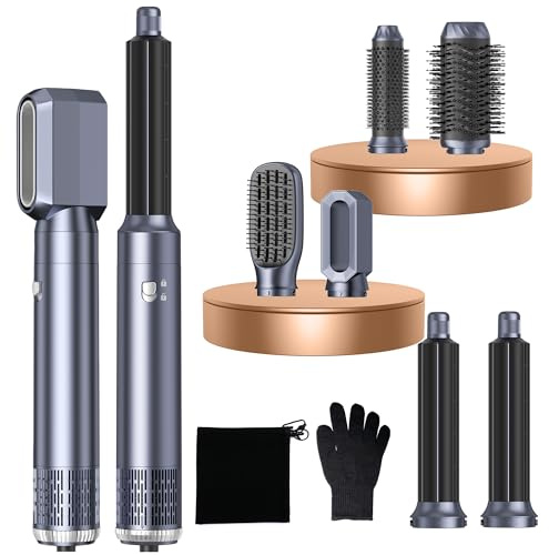 MogaWave Airbrush Haarstyler Pro Air Styler 6 in 1 Hair Styler, 1000W Rundbürstenföhn, Warmluftbürste, Föhnbürste, Haartrockner, Air Curler Wrap, Hairstyler Haarstyling Geräte für Alle Haartypen