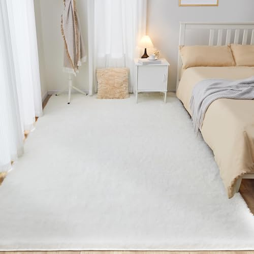 Puremy Teppich Flur Läufer Flauschiger Hochflor, 80x150cm, Creme | Wohnzimmerteppich Shaggy Flur Modern Weich Teppiche für Bettvorleger Matte /Deko/Schlafzimmer/Kinderzimmer