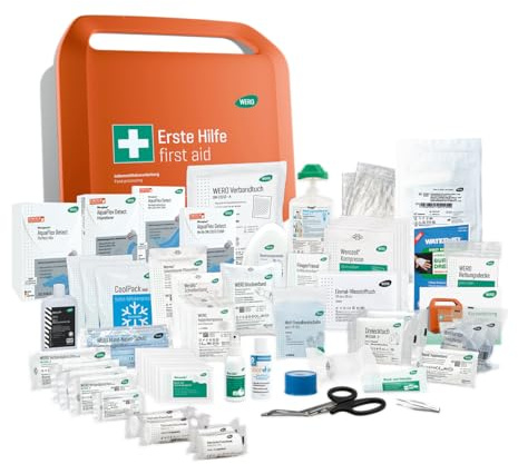 Erste-Hilfe-Koffer WERO Smart Case groß DIN 13157 - kompakt, robust & übersichtlich - staub- & spritzwassergeschützt - mit Farbleitsystem - mit Wandhalterung - für Lebensmittelverarbeitung