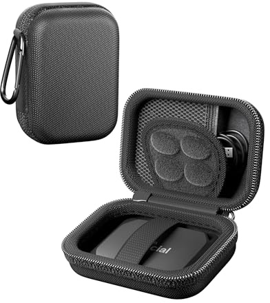 ProCase Hard Carrying Case for Crucial X10/X9/X10 Pro/ X9 Pro SSD -Black | Shockproof External Solid State Drive Travel Organizer, Fits 1TB-8TB, Small Cable Storage Bag, Portable Hard Drive Case