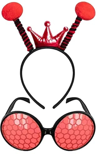 Floruvia serre-tête antenne d'abeille & ensemble lunettes, accessoires de costume insectes/coléoptères pour femmes, hommes – Costume papillon pour carnaval et cosplay