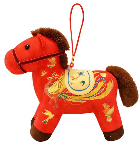 LearnLyrics Maskottchen des Jahres des Pferdes 2026 – Plüschtier – Anhänger Tasche Frühlingsfeier | für Erwachsene, Sammler, Studenten, Büro, Reisende, Autos, LKWs, Rucksäcke