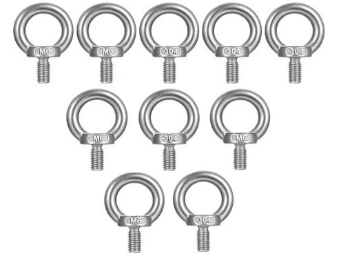 10 Pz Bulloni ad Occhiello M6, Set di bulloni di sollevamento in acciaio inossidabile 304, occhielli a vite per legno attrezzature di sollevamento per domestico e vario (M6)