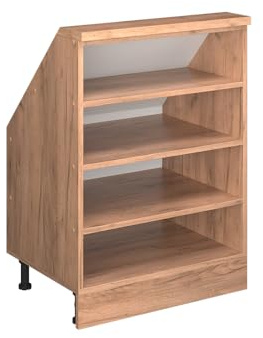 Vicco Dachschrägenschrank Rion, Goldkraft Eiche/Goldkraft Eiche | B60 x T46 cm, mit 4 Fächern, platzsparend für Dachschrägen