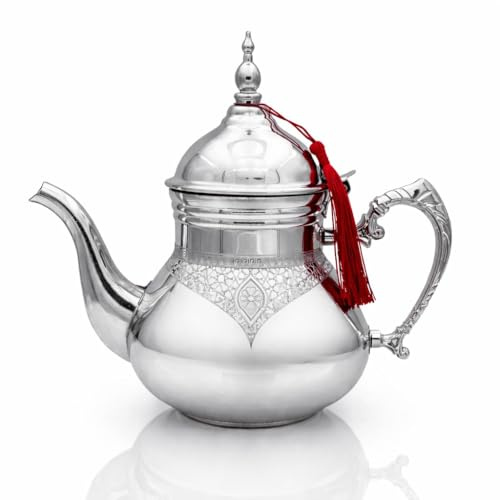 Marokkanische Teekanne Agadir, Rosé-Gold & Silber, 0,8l-1,6l, Induktion geeignet, alle Herdarten, traditionelle Teekanne, Berrad, Cay Kanne (Silber, 1,2l)