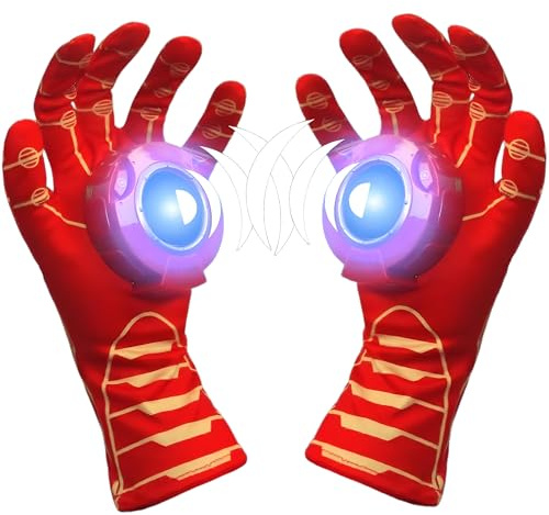 Yapartifa Superhero Costume Gloves for Kids - Light Up & Sound Effects Role Play Gloves - Costume Gloves for Halloween, Christmas Dress-Up, Birthday Party Gift for Boys Girls Ages 3-12