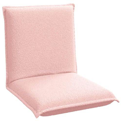 vidaXL Verstellbarer Fußsessel Rosa Schafstoff, Verstellbarer Bodenstuhl, modernes rechteckiges Lounge-Sitzmöbel, entspannen in Mehreren Positionen, Stabiler Metallrahmen