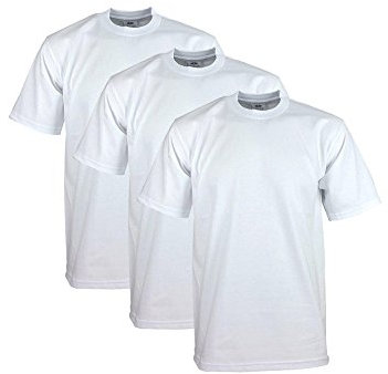Pro Club Men's 3-Pack Heavyweight Cotton Short Sleeve Crew Neck T-Shirt, White, Large