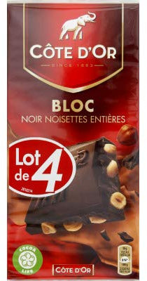 Côte d'Or Cote d'or 4x180g bloc noir noisette - Le paquet de 180g