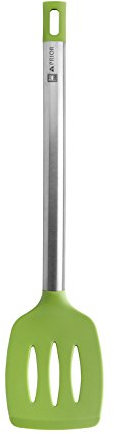 BRA Prior Espátula de Cocina Apta para el Contacto con los Alimentos, Acero Inoxidable 18/10 y Silicona, Verde, 36.5 cm