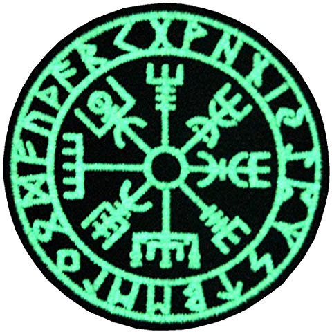 Vegvisir Wikinger Kompass Nordisch Rune Moral Taktisch Bestickter Glühen Im Dunklen Aufnäher mit Haken- und Flauschbänder