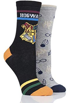 Harry Potter SOCKSHOP Damen Hogwarts und Golden Snitch Baumwolle Socken 2 Paar Packung Sortiert 36-40